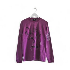 Stone Island x Shadow Project Crewneck Cotton Jumper Shirt in Purple $348
